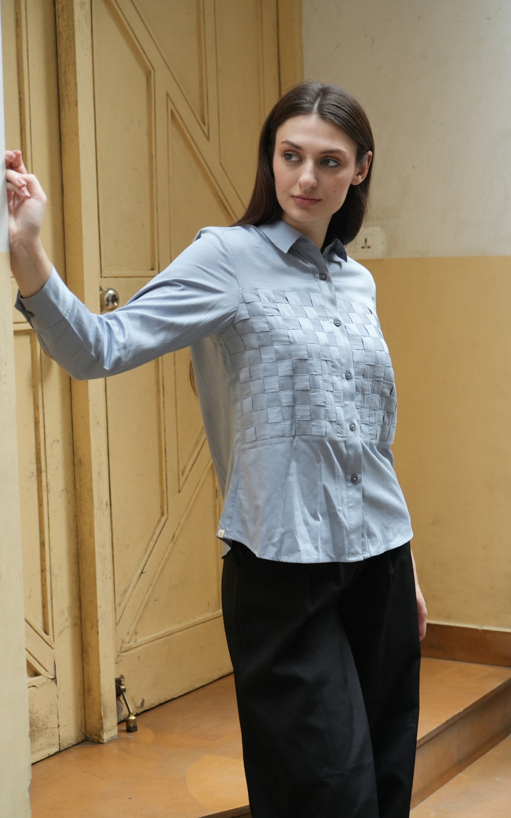 Textured Box Fit Shirt - Powder Blue
