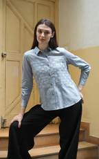 Textured Box Fit Shirt - Powder Blue