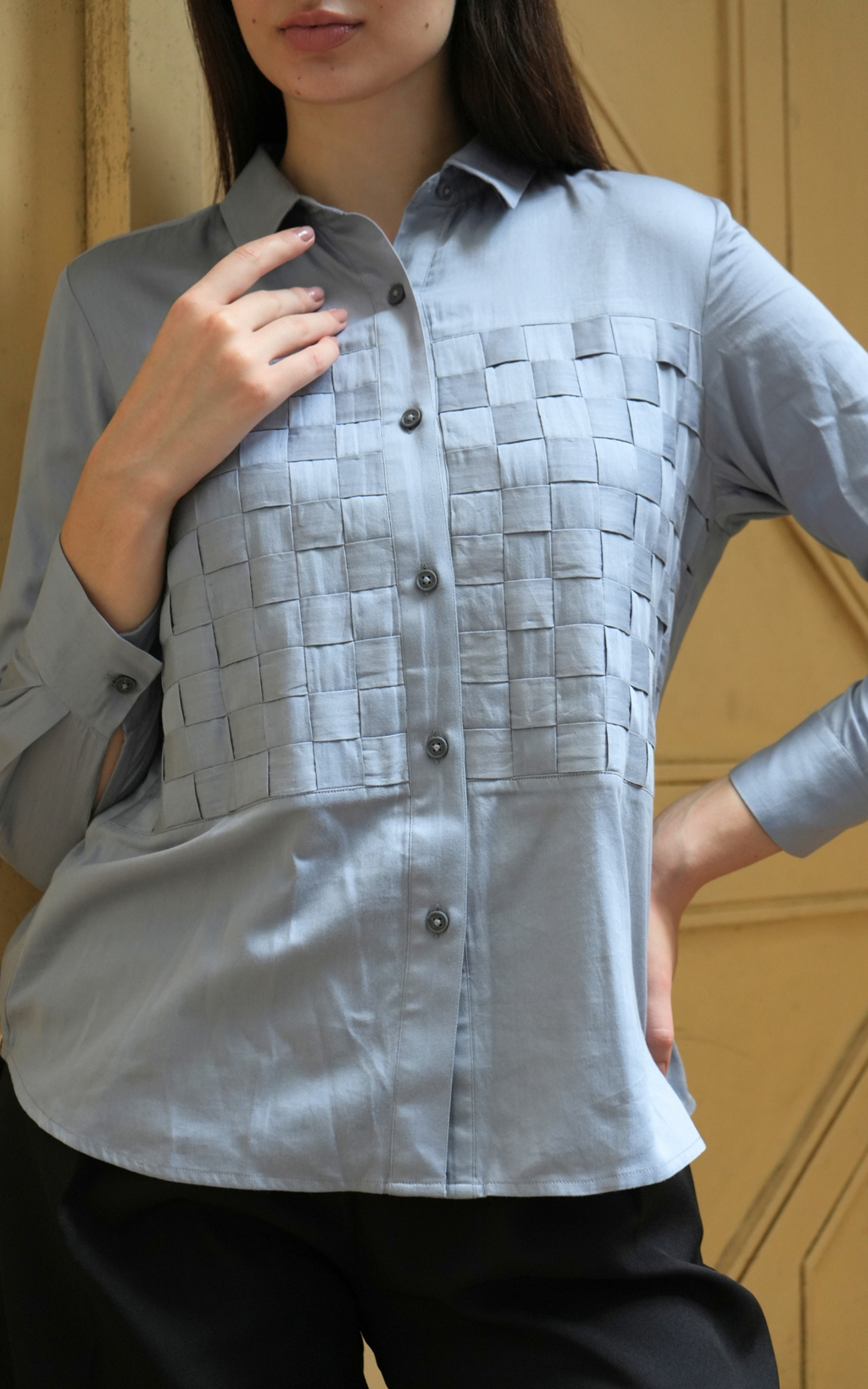 Textured Box Fit Shirt - Powder Blue