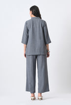 BLUISH GREY WRINKLE FREE CO-ORD SET