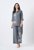 BLUISH GREY WRINKLE FREE CO-ORD SET