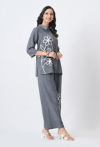 BLUISH GREY WRINKLE FREE CO-ORD SET