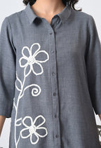 BLUISH GREY WRINKLE FREE CO-ORD SET