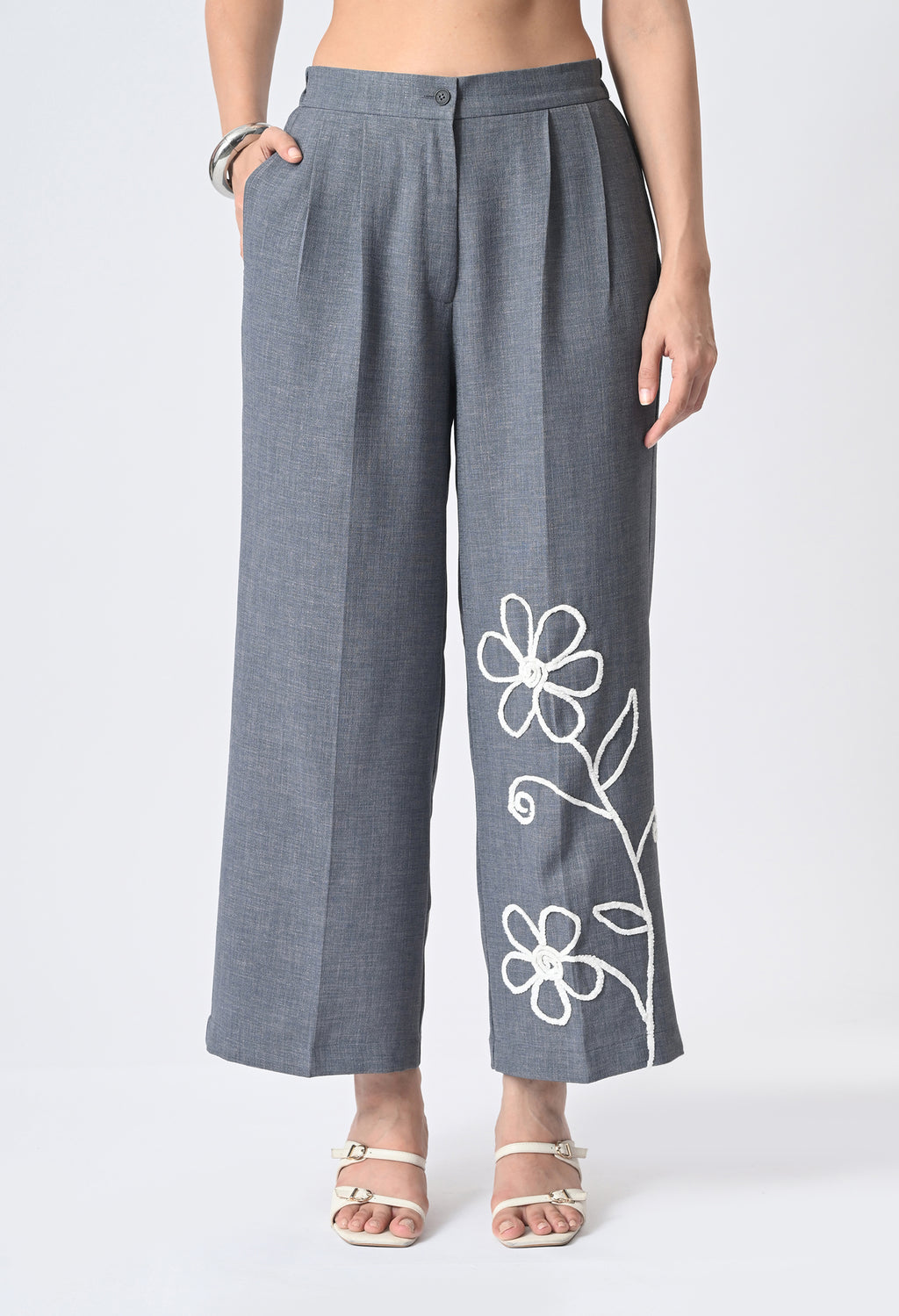 BLUISH GREY WRINKLE FREE CO-ORD SET