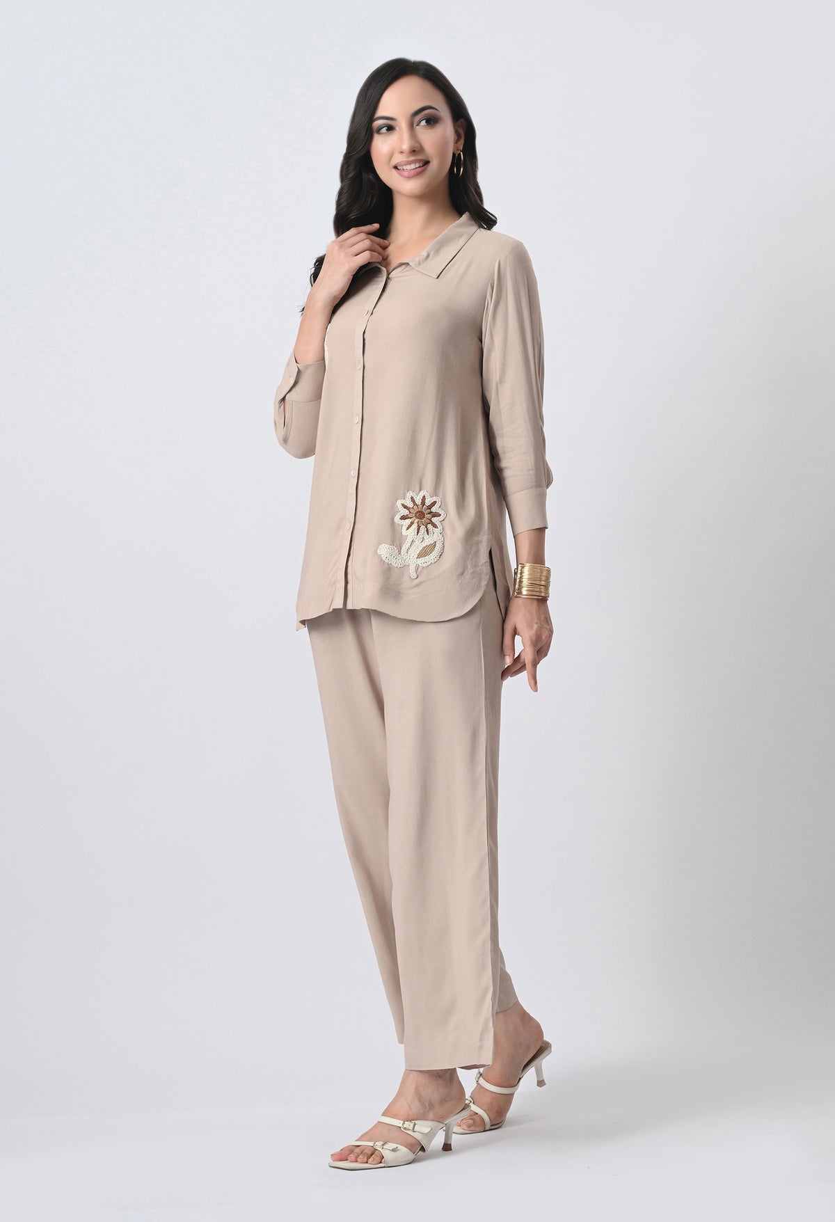 BEIGE RAYON CO-ORD SET