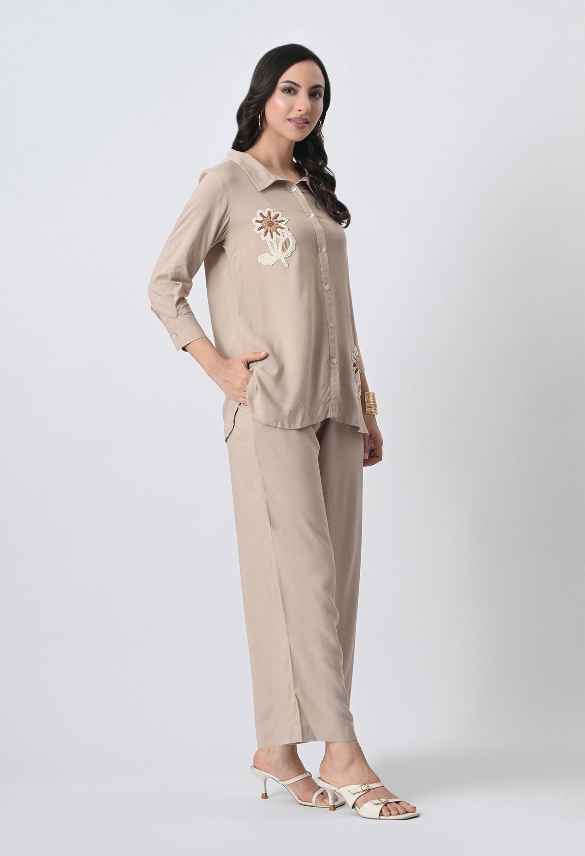 BEIGE RAYON CO-ORD SET