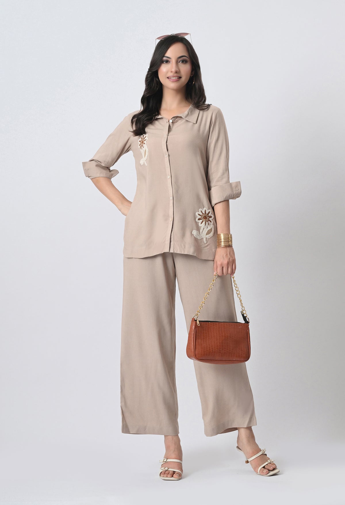 BEIGE RAYON CO-ORD SET