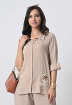BEIGE RAYON CO-ORD SET