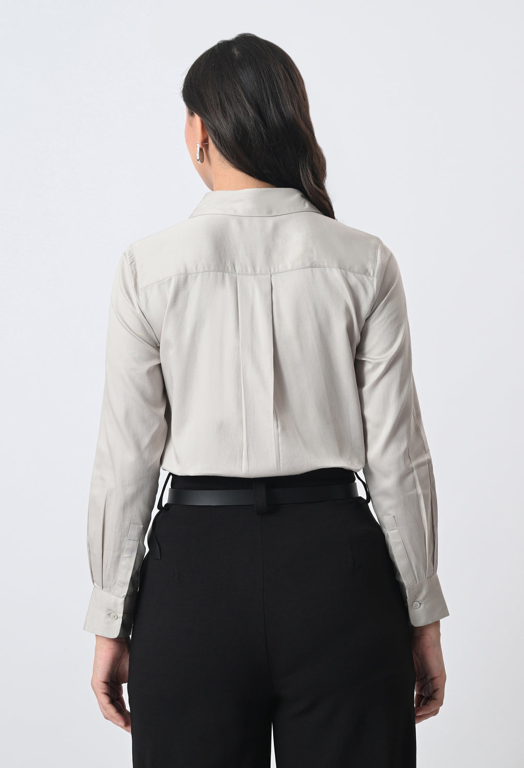 PEARL GREY GLAZED COTTON SHIRT