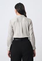 PEARL GREY GLAZED COTTON SHIRT