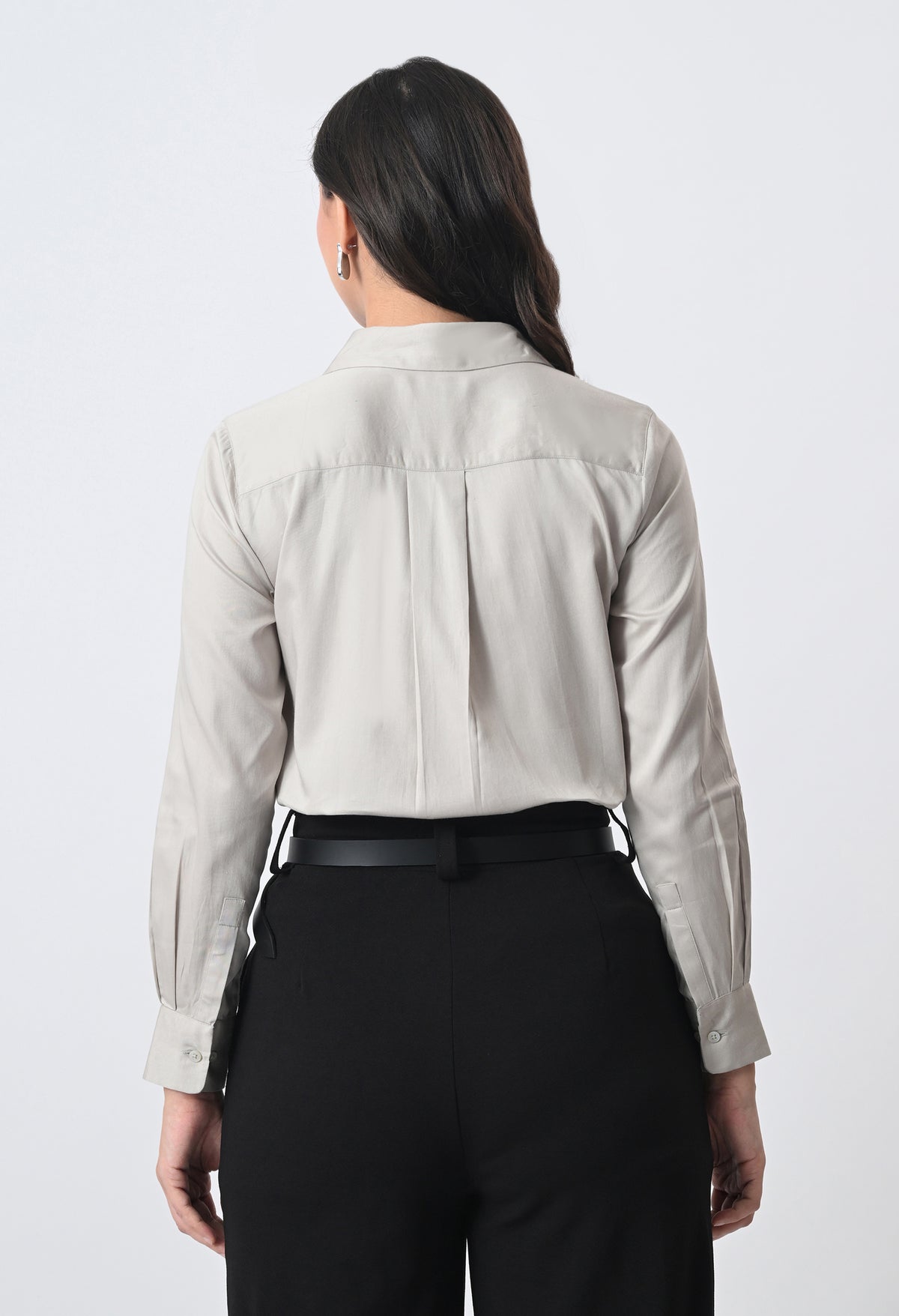 PEARL GREY GLAZED COTTON SHIRT