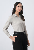 PEARL GREY GLAZED COTTON SHIRT