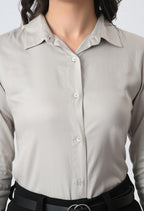 PEARL GREY GLAZED COTTON SHIRT