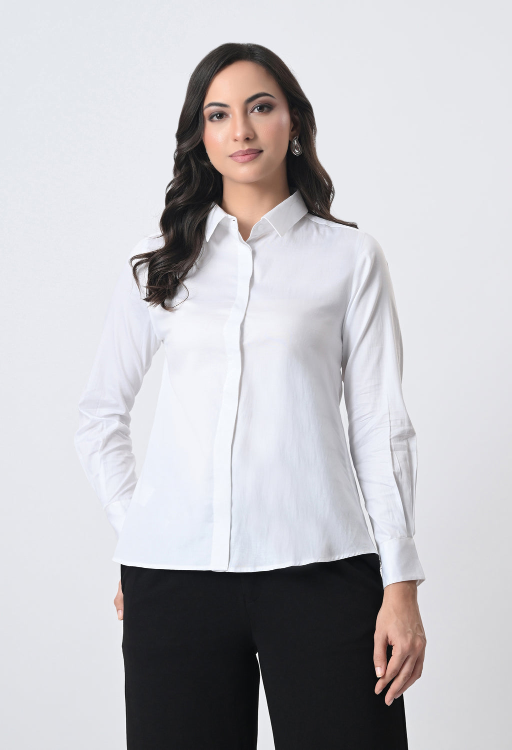 WHITE GLAZED COTTON SHIRT