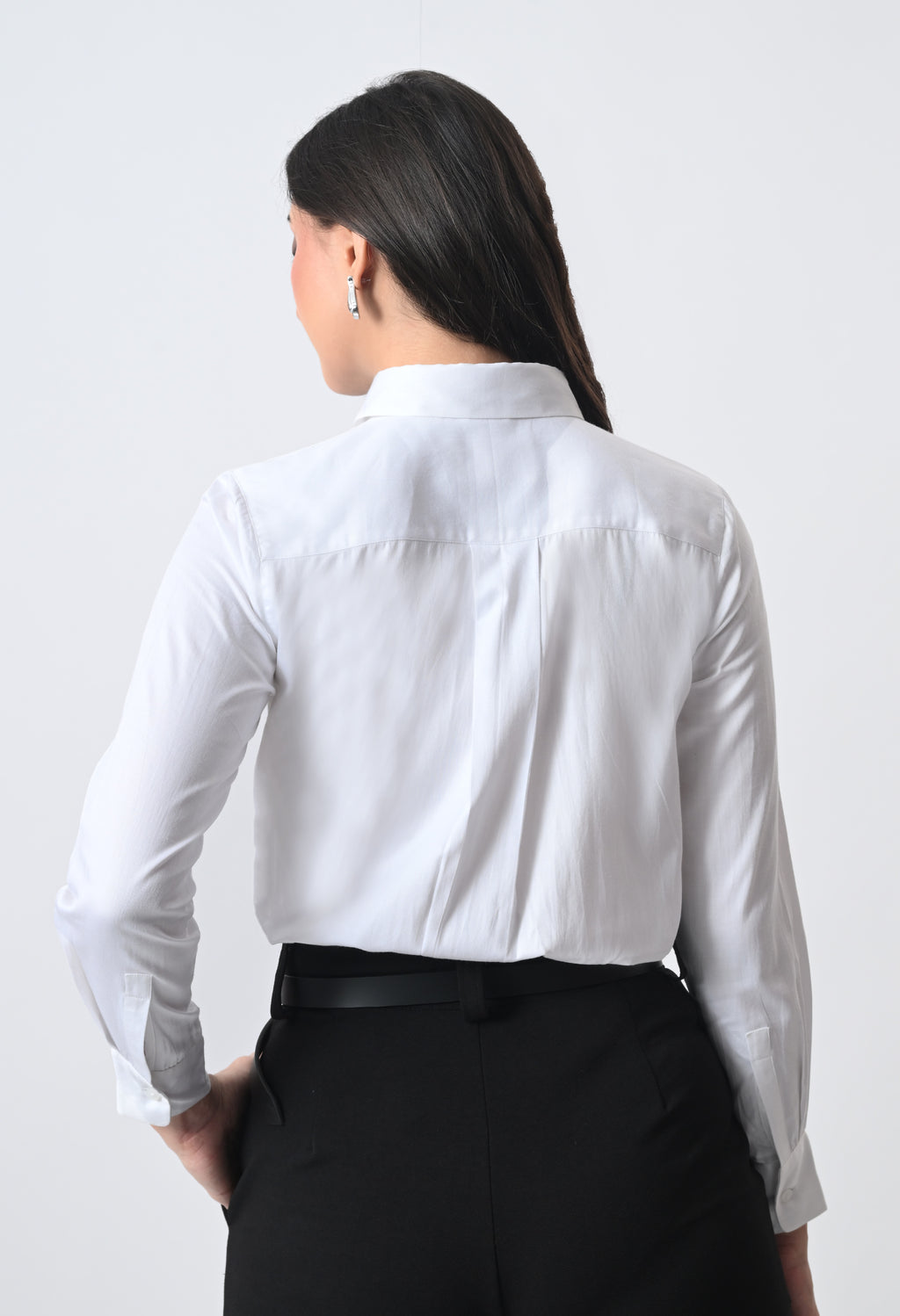WHITE GLAZED COTTON SHIRT
