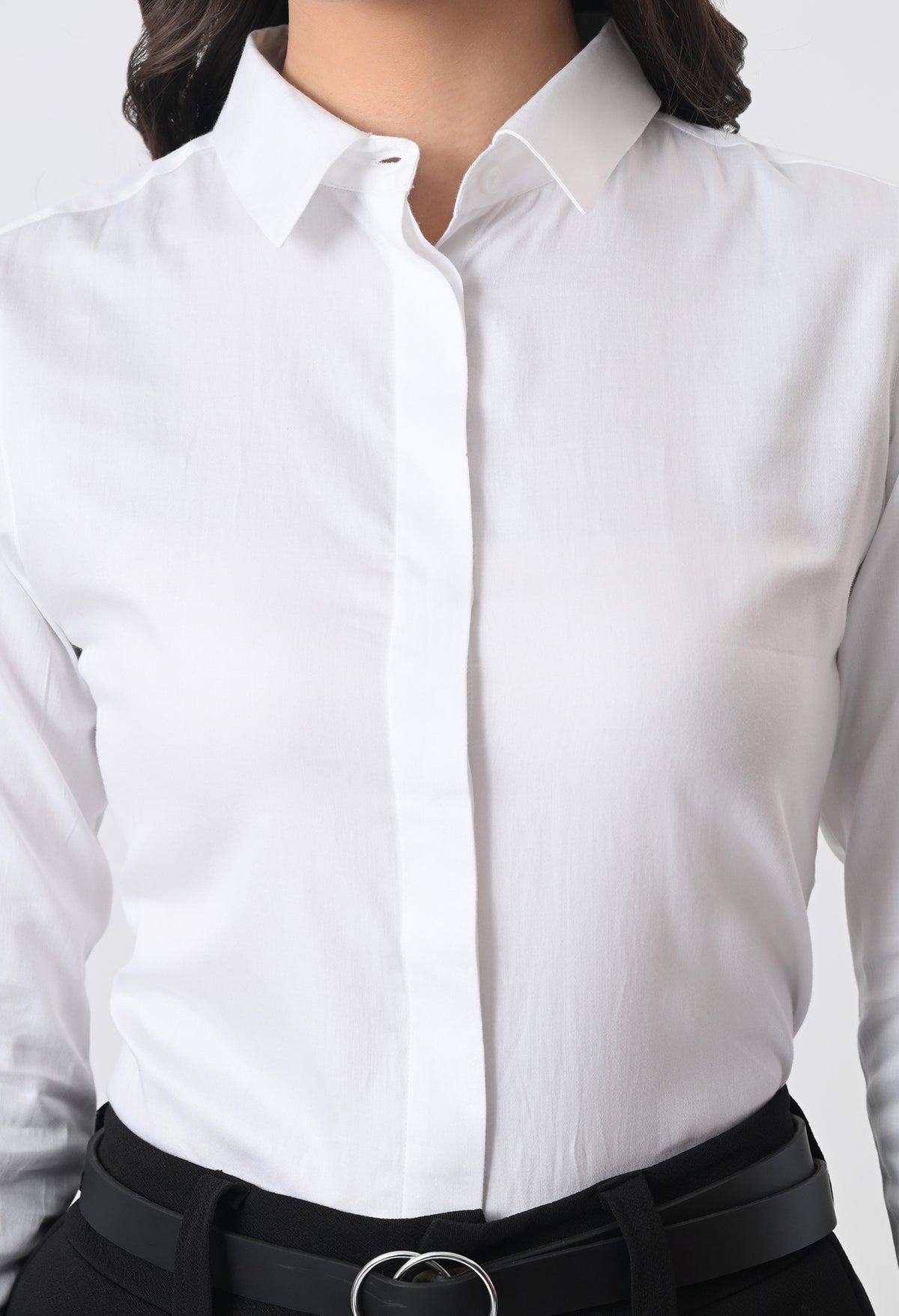 WHITE GLAZED COTTON SHIRT