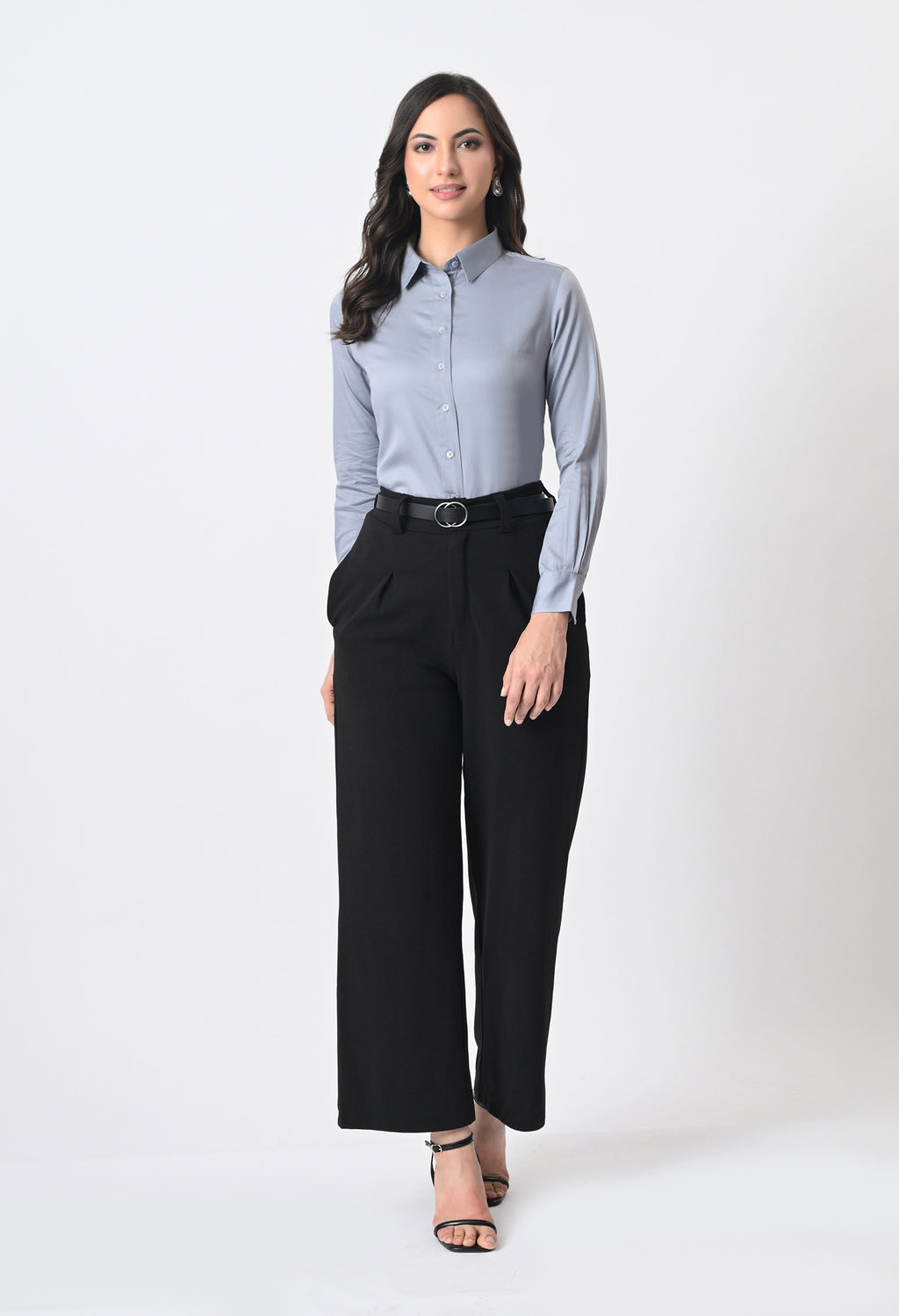 POWDER BLUE GLAZED COTTON SHIRT