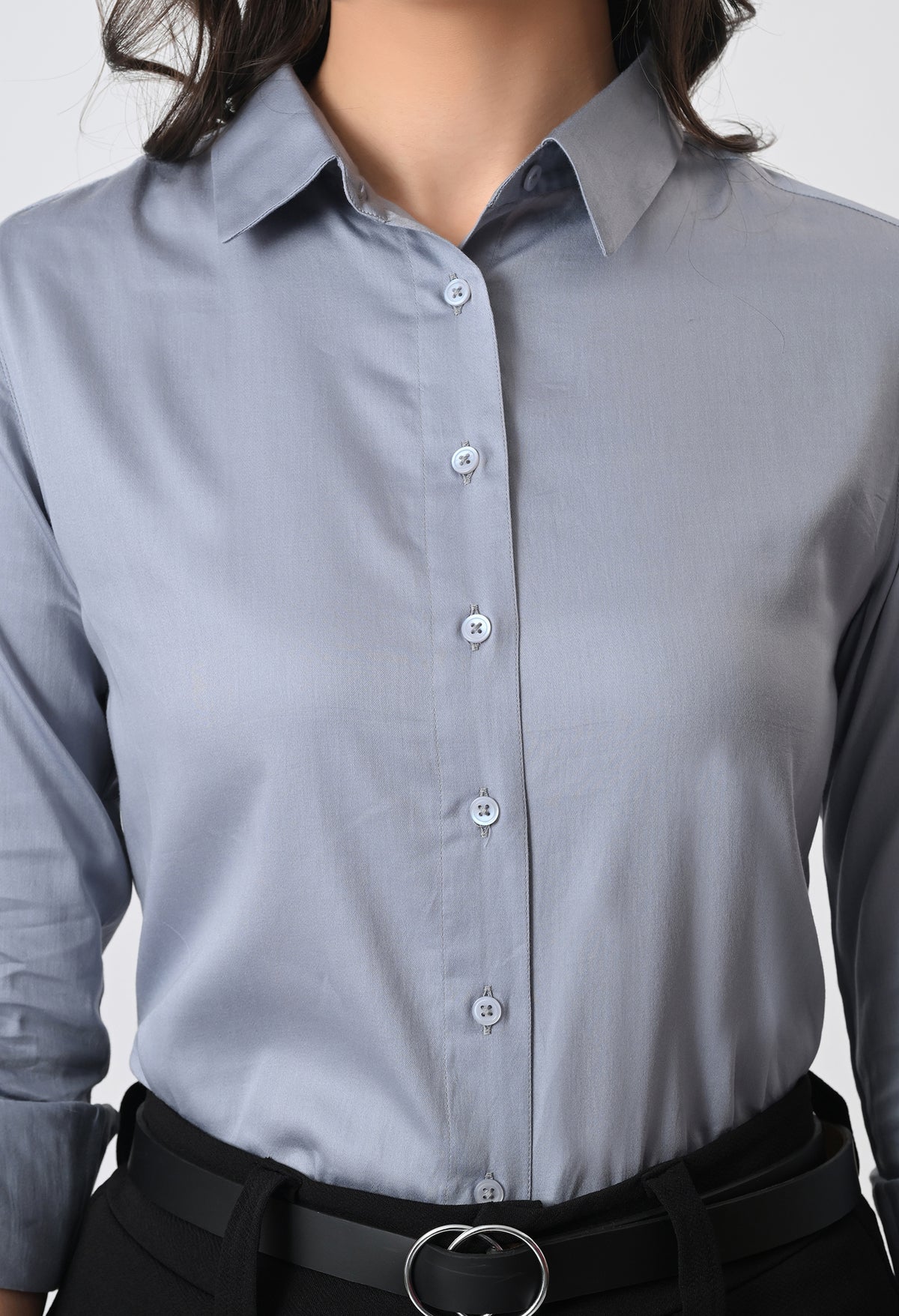 POWDER BLUE GLAZED COTTON SHIRT