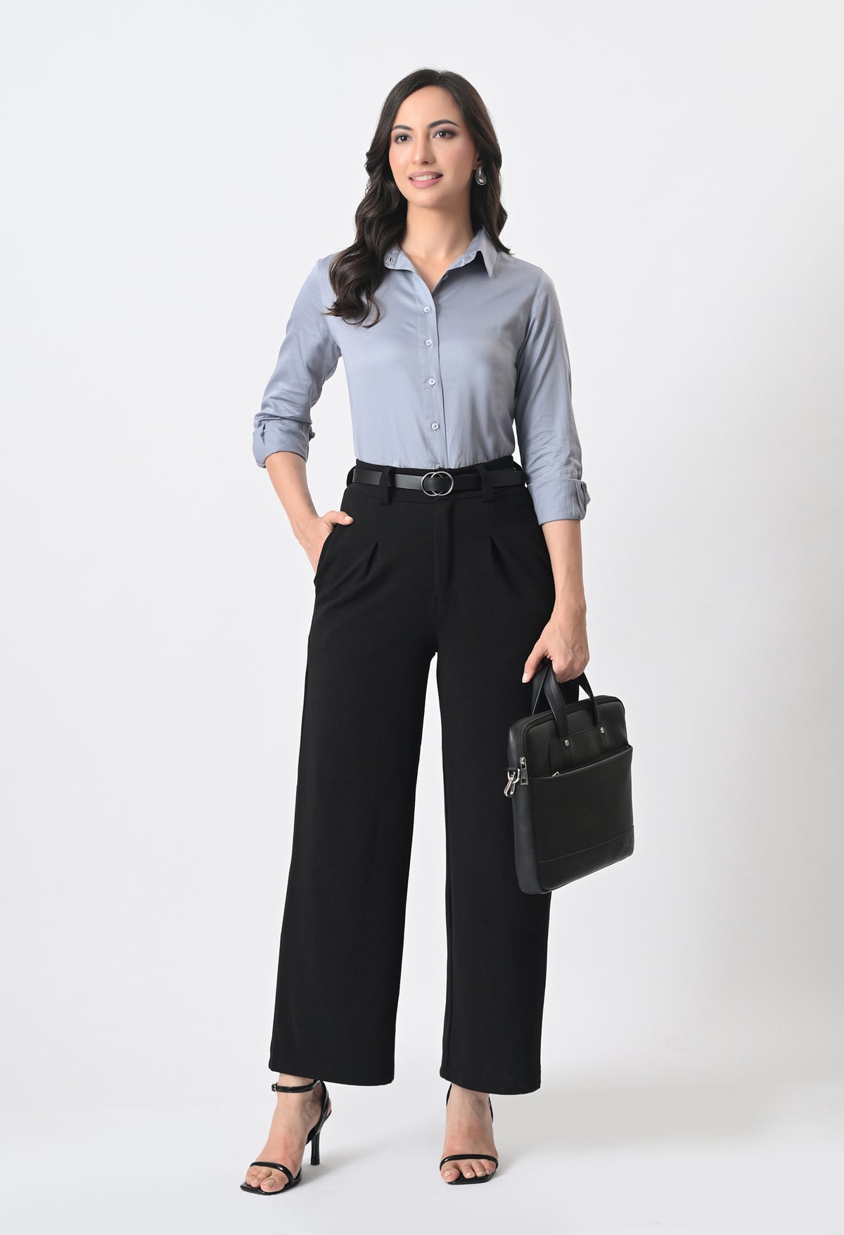 POWDER BLUE GLAZED COTTON SHIRT