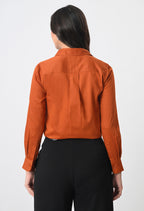 RUST ORANGE GLAZED COTTON SHIRT