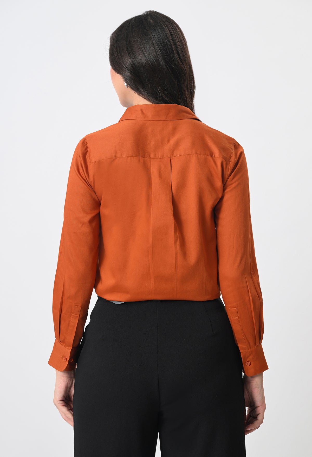 RUST ORANGE GLAZED COTTON SHIRT
