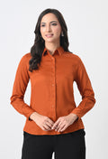 RUST ORANGE GLAZED COTTON SHIRT