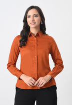 RUST ORANGE GLAZED COTTON SHIRT