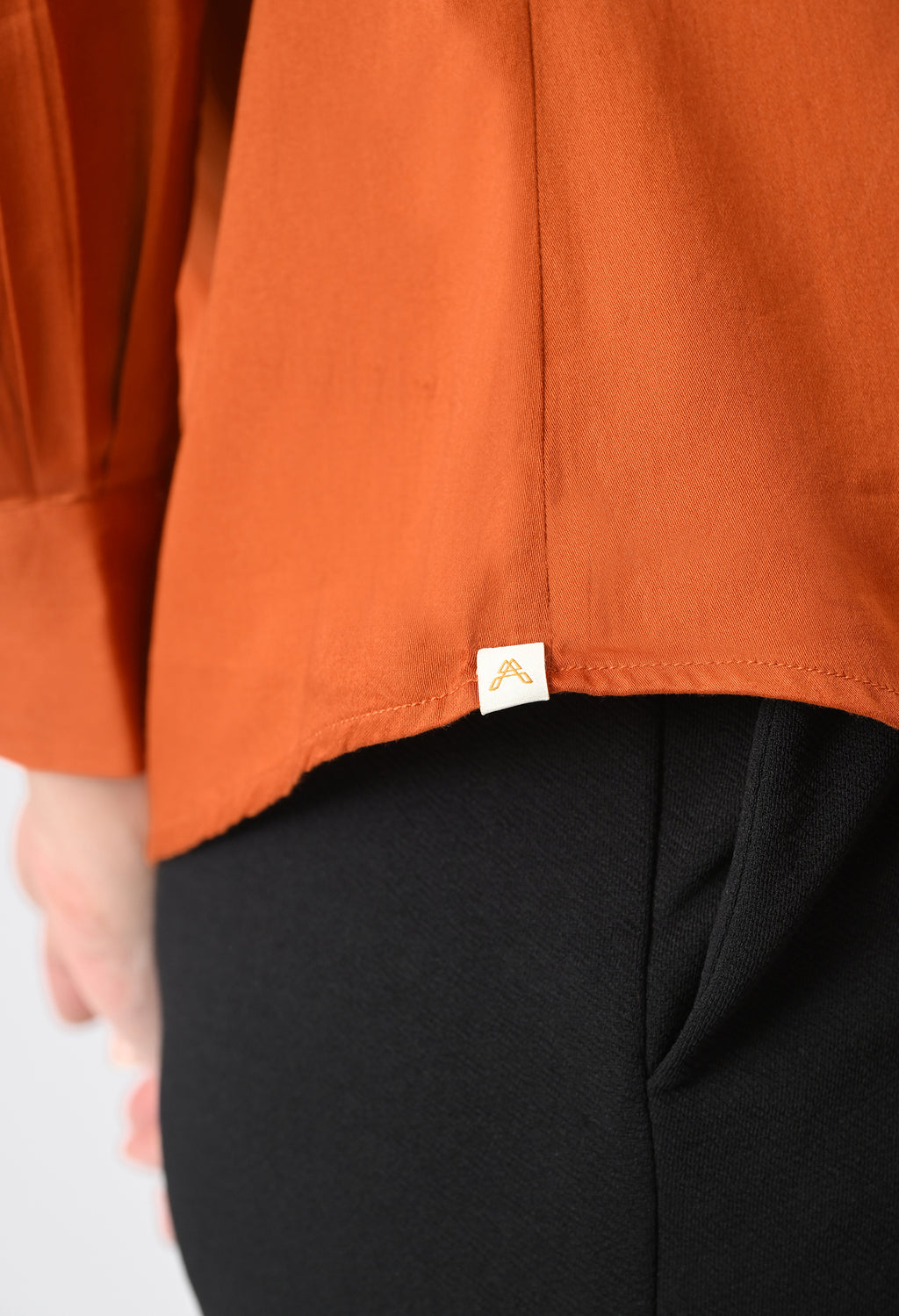 RUST ORANGE GLAZED COTTON SHIRT