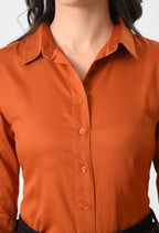 RUST ORANGE GLAZED COTTON SHIRT