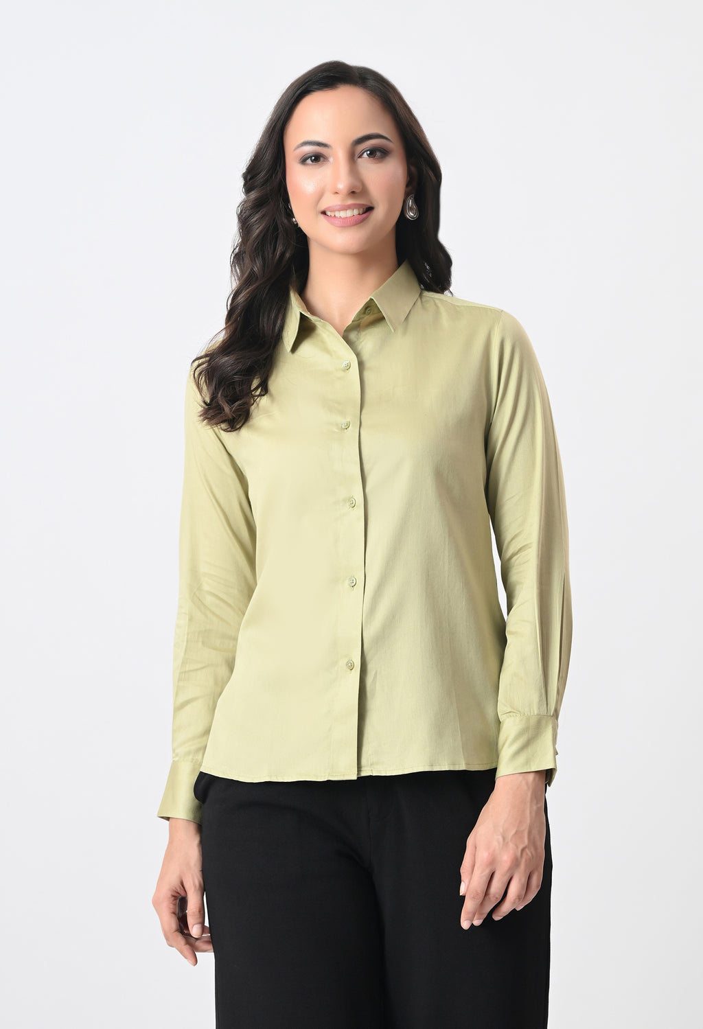 GREEN GLAZED COTTON SHIRT