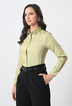 GREEN GLAZED COTTON SHIRT