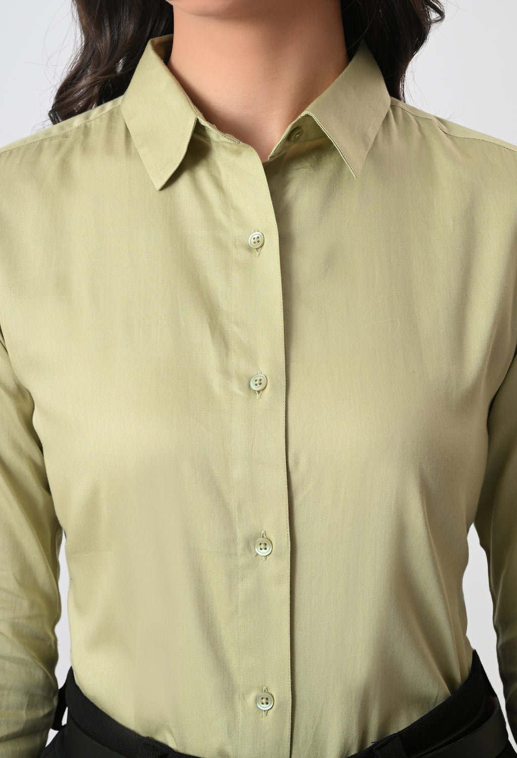 GREEN GLAZED COTTON SHIRT