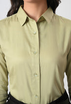 GREEN GLAZED COTTON SHIRT