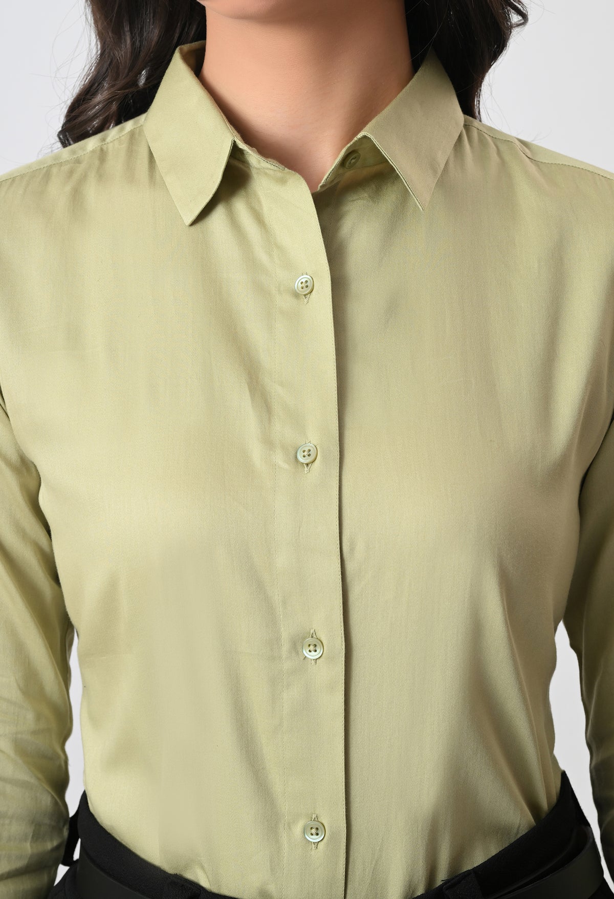 GREEN GLAZED COTTON SHIRT
