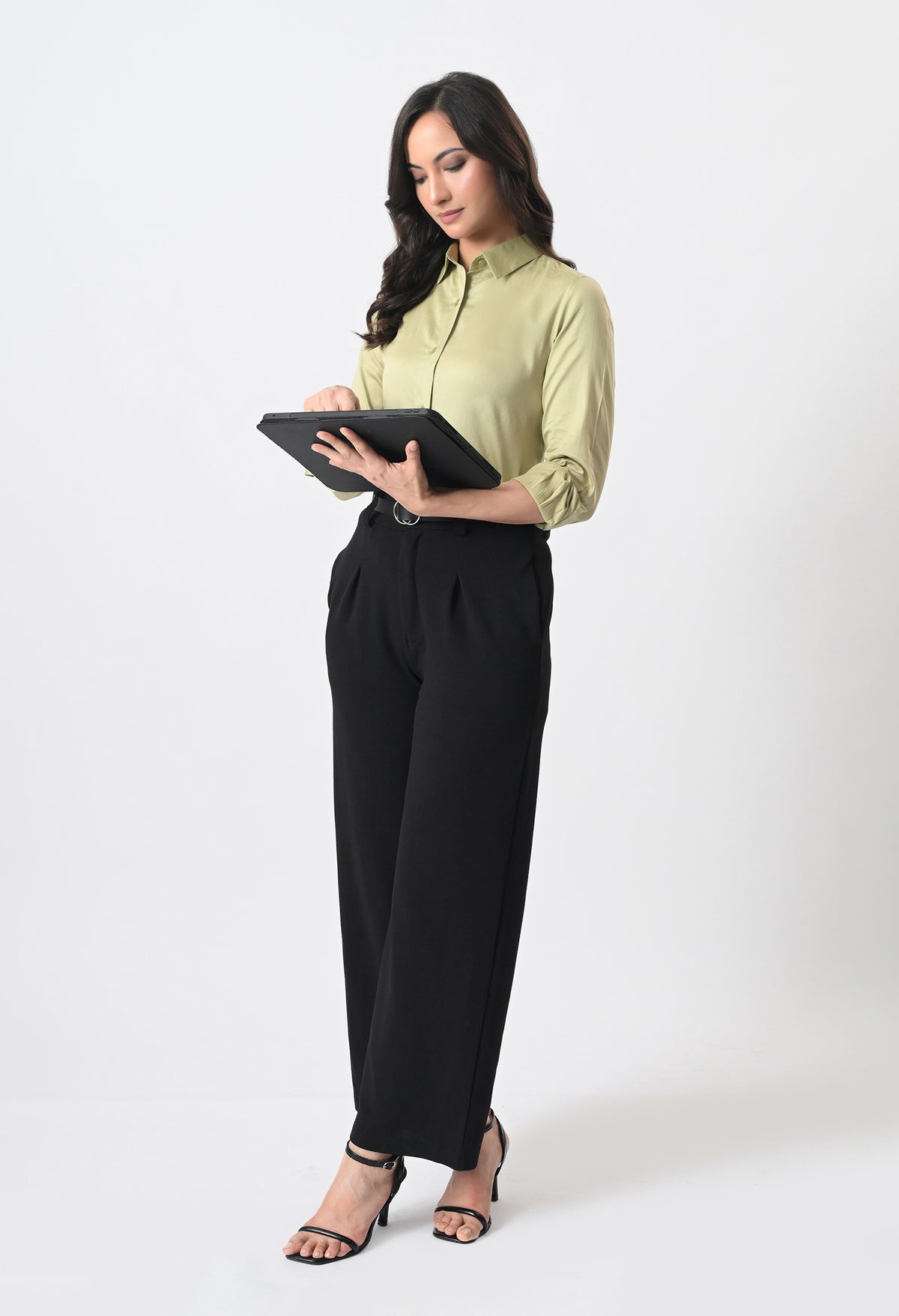 GREEN GLAZED COTTON SHIRT