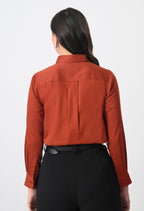 BURNT RED GLAZED COTTON SHIRT
