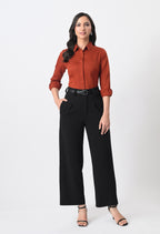 BURNT RED GLAZED COTTON SHIRT