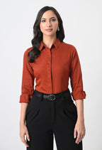 BURNT RED GLAZED COTTON SHIRT