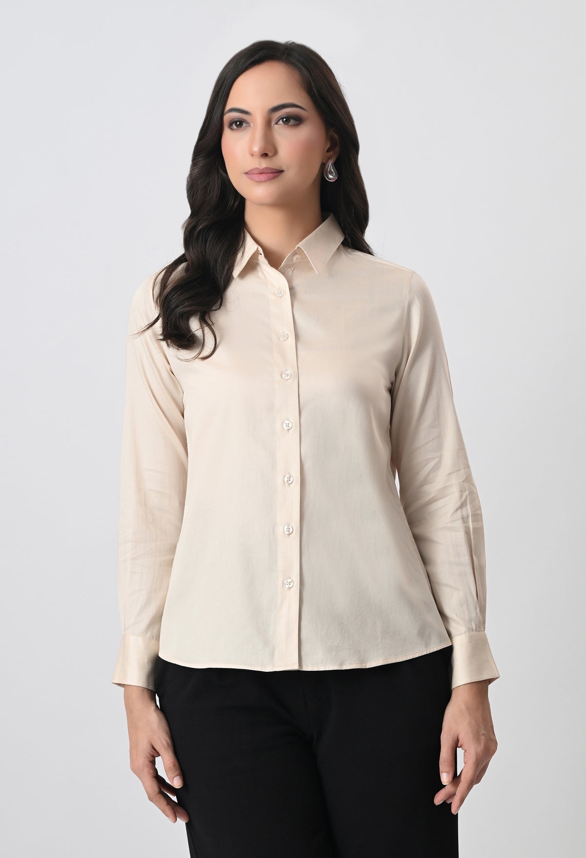 CREAM GLAZED COTTON SHIRT