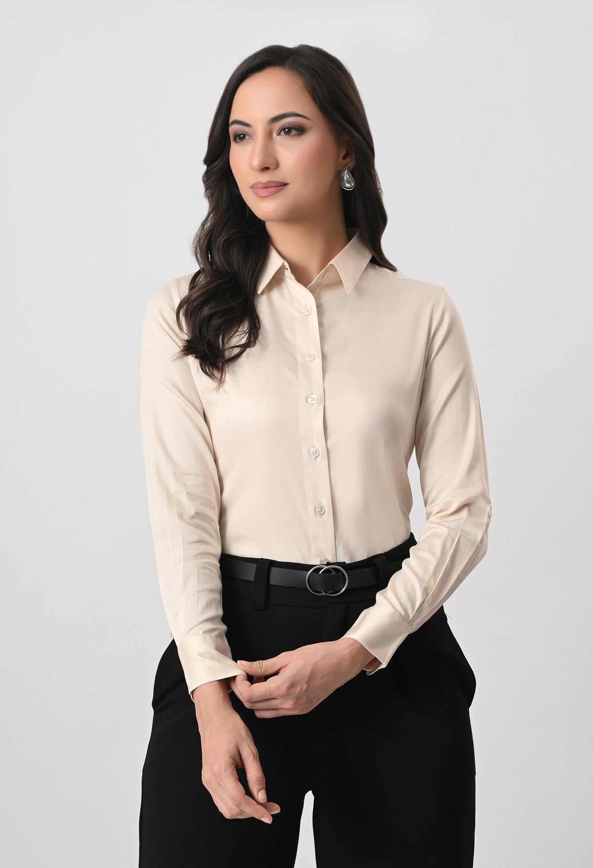 CREAM GLAZED COTTON SHIRT