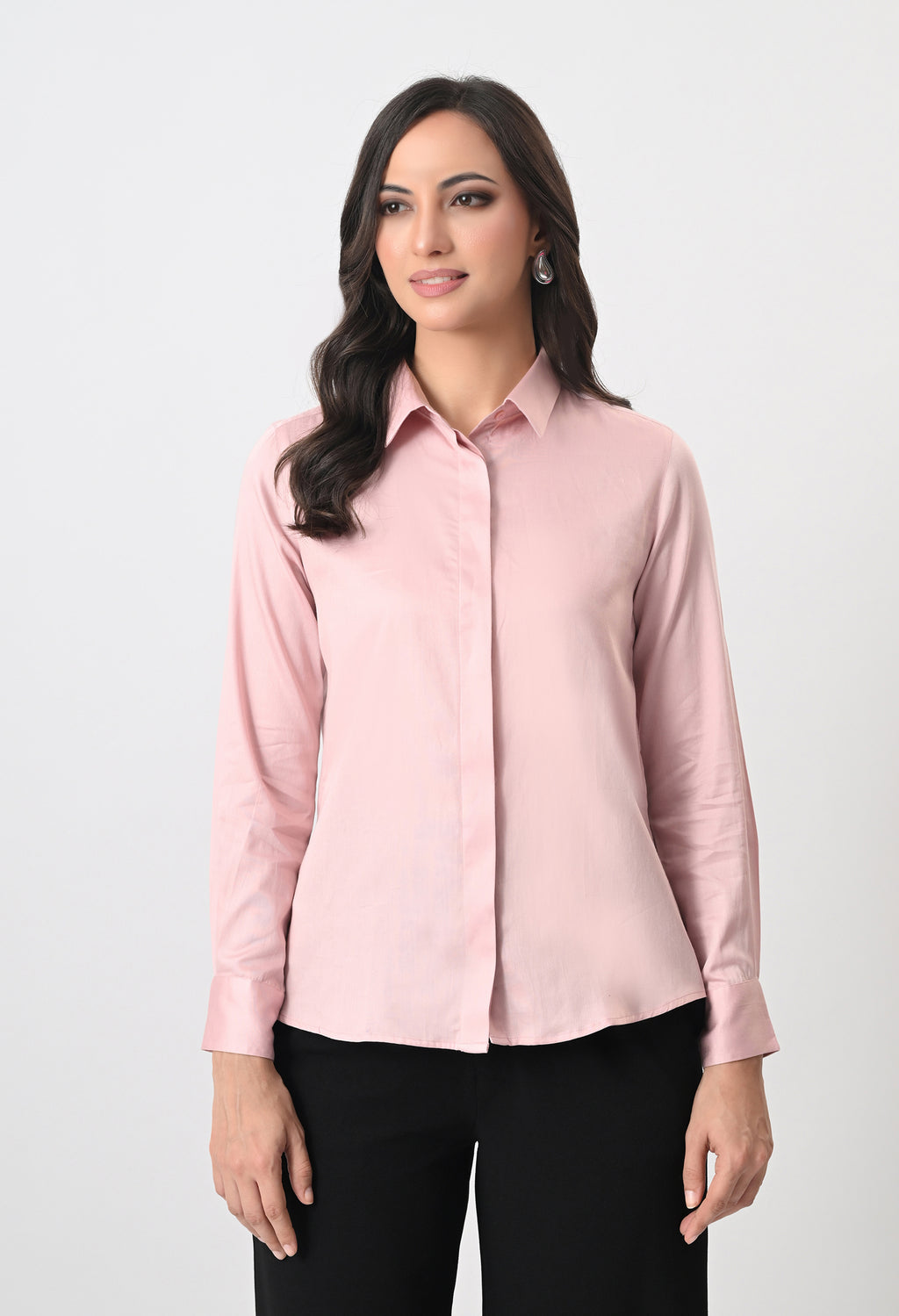 SOFT PINK GLAZED COTTON SHIRT