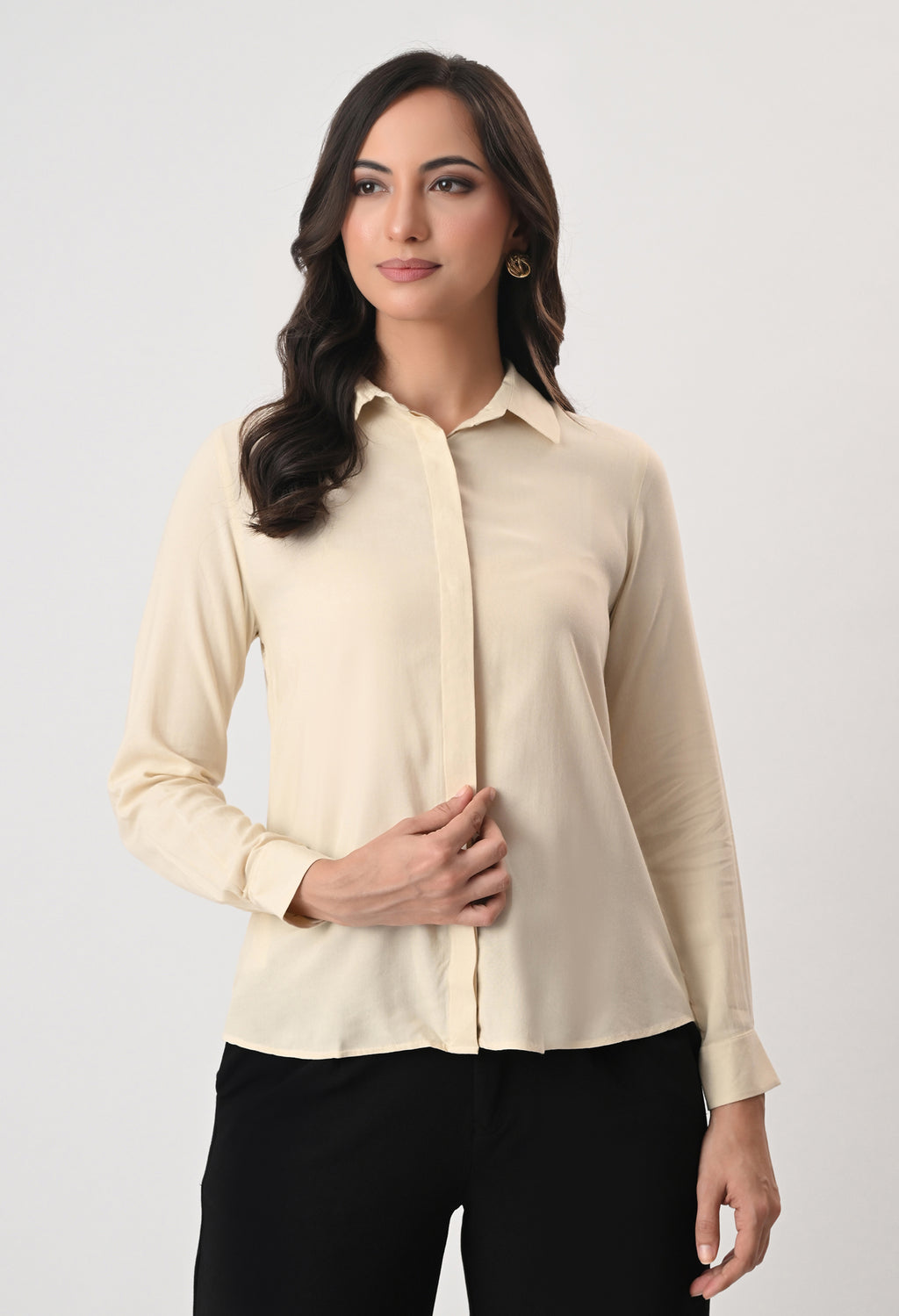 CREAM GLAZED COTTON SHIRT