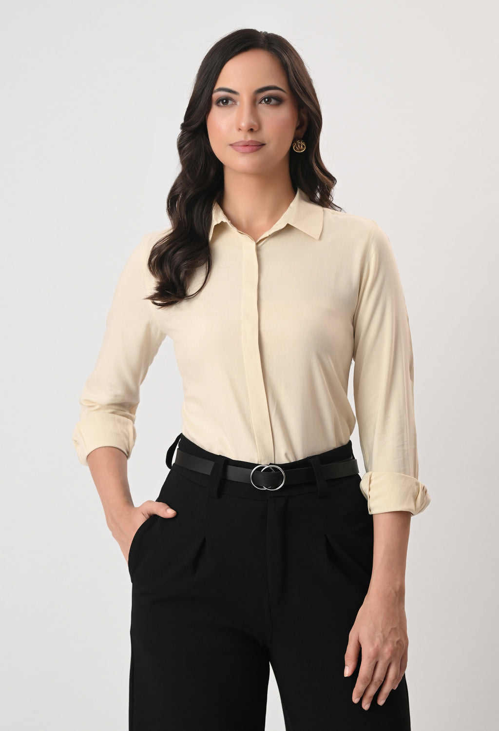 CREAM GLAZED COTTON SHIRT