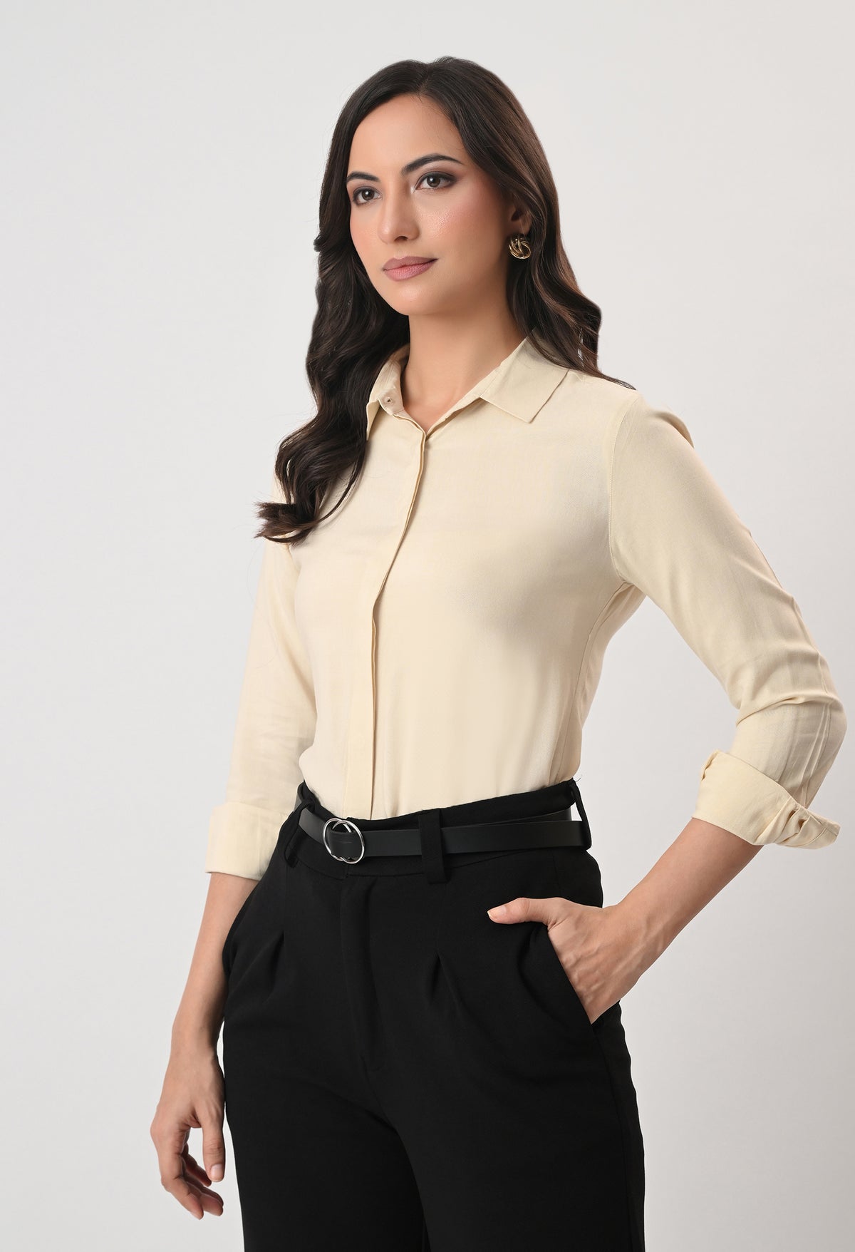 CREAM GLAZED COTTON SHIRT