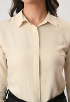 CREAM GLAZED COTTON SHIRT