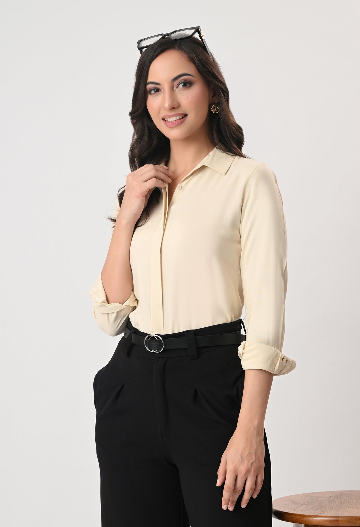 CREAM GLAZED COTTON SHIRT
