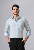 LINEN REGULAR FIT SHIRT - Sky