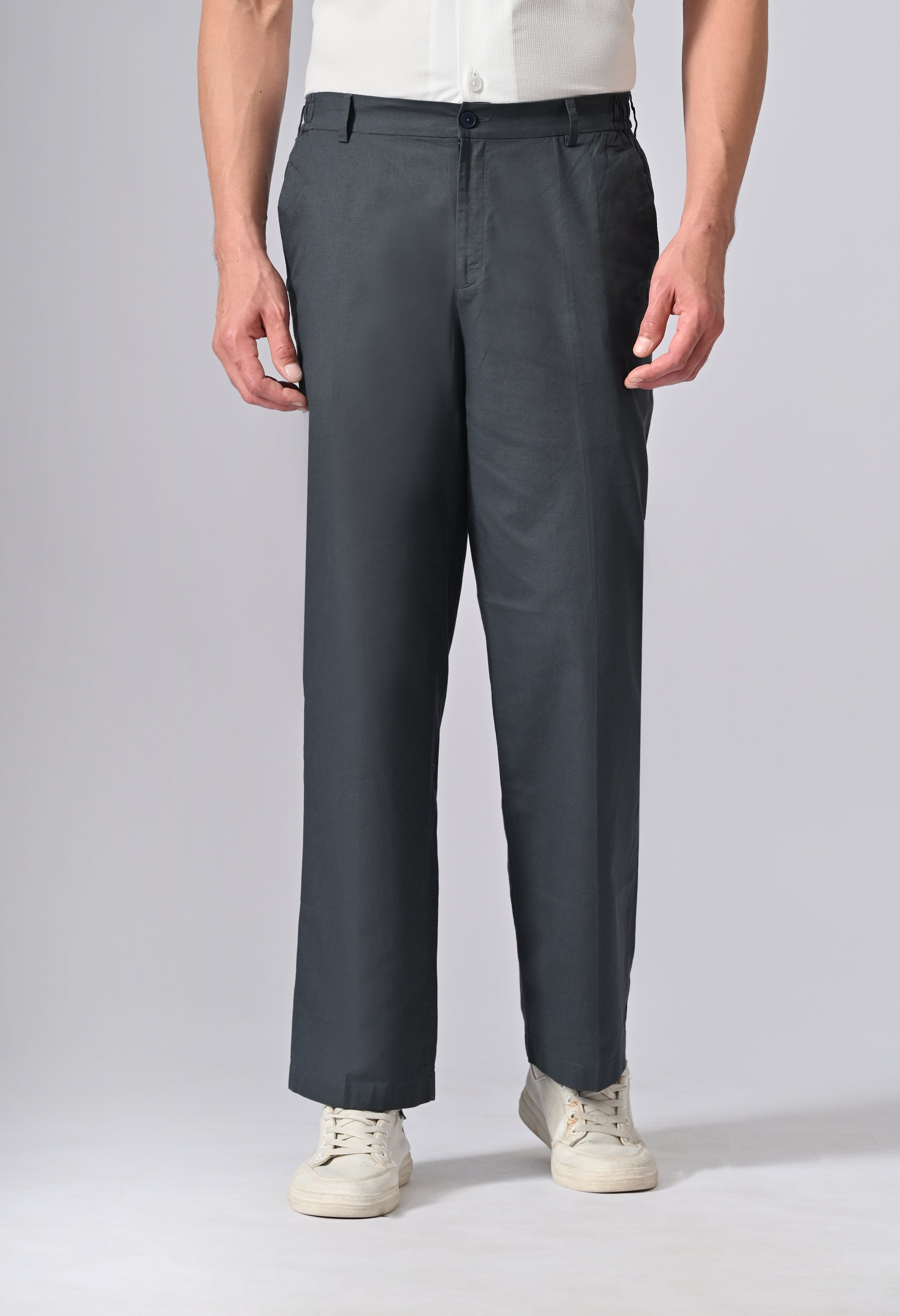 LINEN RELAX FIT TROUSER - Royal Blue