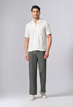 LINEN RELAX FIT TROUSER - Olive