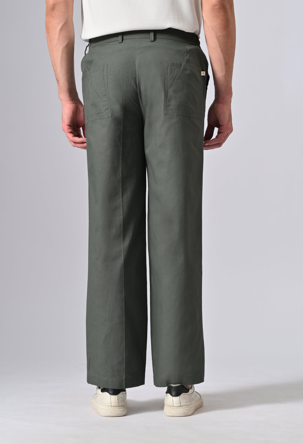 LINEN RELAX FIT TROUSER - Olive